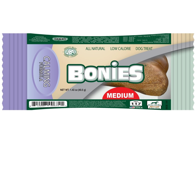 BONIES Natural Calming Formula Medium-Sized Single Bone for Dogs 25-50 LBS – Natural Dog Treats – Healthy Teeth & Fresh Breath – Low Calories – Chicken Flavor – 1 Bone