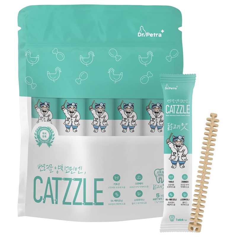 CATZZLE Cat Treats, Dental Chews for Indoor Cats, Cat Teeth Cleaning, Dental Care Snacks – Urinary Tract Health (Chicken Flavor), 5 Sticks (1.25 oz.) 1.25 Ounce (Pack of 1)