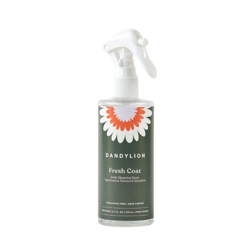 Dandylion Fresh Coat No-Rinse Dog Dry Shampoo Spray | Waterless Daily Cleansing Spray for Clean & Fresh Coat | Gentle Dry Shampoo for Dogs | Plant-Based, Fragrance Free & Vet Approved | 8.4 fl oz