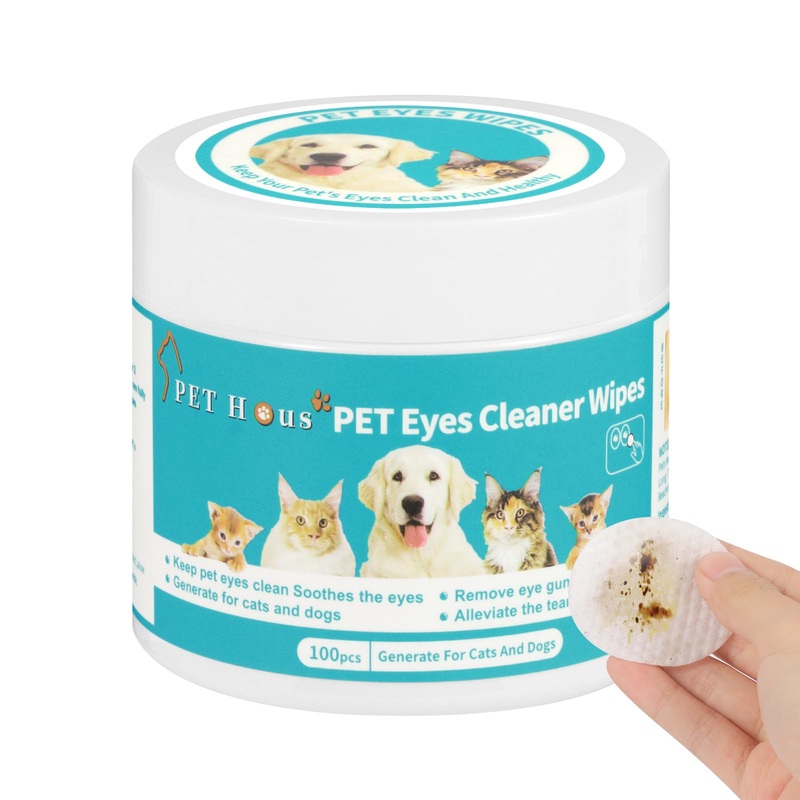 Dog and Cat Eye Wipes-Gently Remove Tear Stains Mucus Secretions-Aloe Vera Extract-Beauty CleanEye Care for Dogs and CatsSterile Cat and Dog Wipes Formulated to Remove Eye Debris – 100 count;