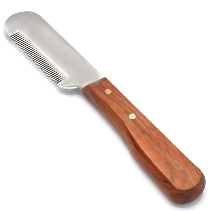 Dog Grooming Coat Stripping Knife Stripper Trimmer Tool Wooded Handle Tripping Knives 3 inch Blade Stainless Steel Medium