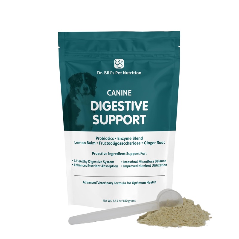 Dr. Bills Canine Digestive Support | Probiotics & Prebiotics for Dogs | Gut Health Pet Supplements | Contains Ginger Root, Psyllium Husk, Lemon Balm and Bifidobacterium
