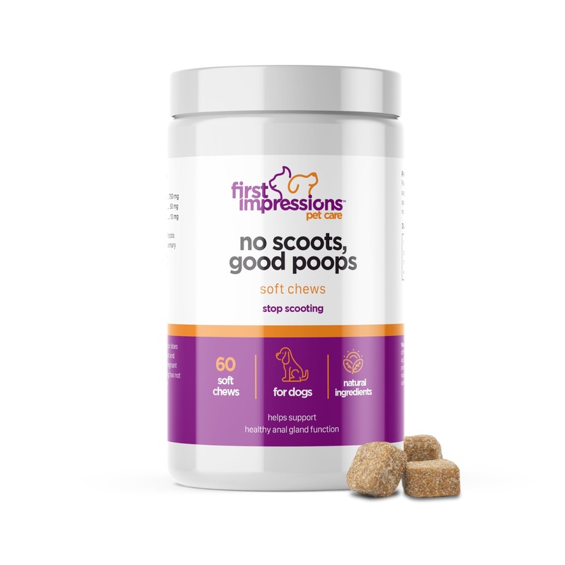 First Impressions No Scoots, Good Poops for Dogs – Tasty Soft Chews for Healthy Anal Gland and Digestion, High in Fiber for Dogs – with Beet Pulp, Psyllium Husk, and Pumpkin – 60 ct 60 Soft Chews