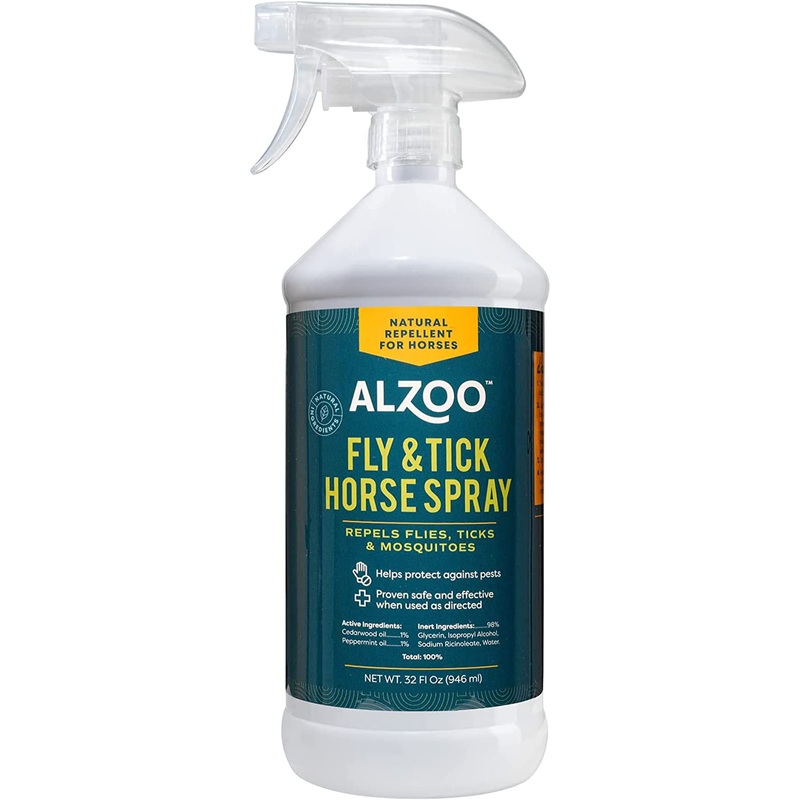 Fly and Tick Horse Spray, Helps Repel Mosquitoes, Horseflies & Ticks, 100% Plant-Based Active Ingredients, 32 Fl. Oz. Spray Bottle