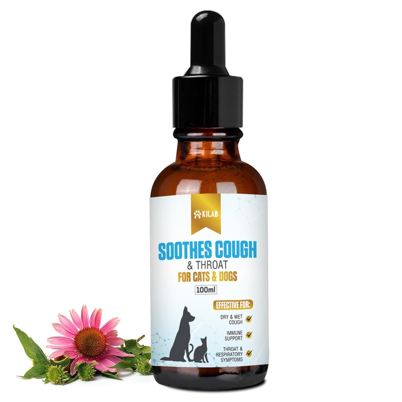 Kilab Respiratory Relief: Natural Cat and Dog Cough Medicine – Soothes Sneezing, Treats Kennel Cough, Supports Trachea Collapse and Pet Asthma (100 ML) 100 ML