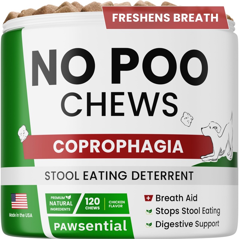 NO Poo Chews for Dogs – Prevent Dog Poop Eating – Coprophagia Treatment – Stool Eating Deterrent – Digestive Health + Breath Aid/Probiotics & Enzymes – Made in USA – 120 Treats 120 No Poo Chews