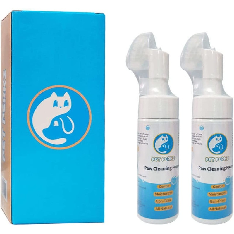 Pet Perks Paw Cleaner 2 Pack, Paw Cleaner for Dogs and Cats, Waterless Shampoo, Pet Grooming Brush, Paw Moisturizer, No-Rinse Dog Shampoo, Fragrance Free, Gentle