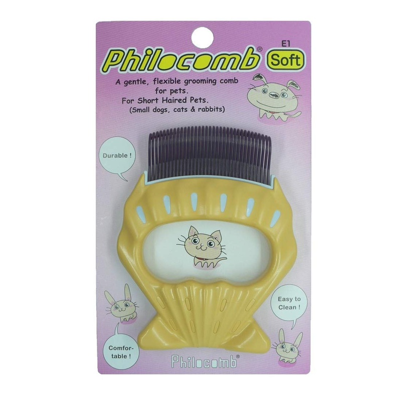 Philocomb E1 Soft (in English Package), a Gentle, Flexible Grooming Comb for Small Dogs,Cats,Rabbits.