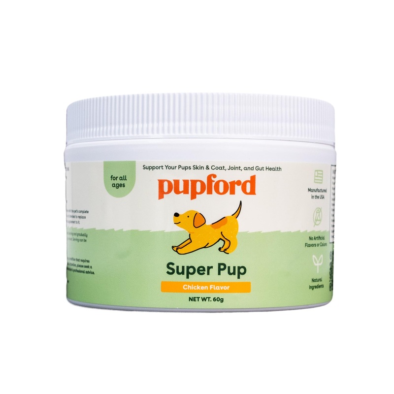 Pupford Super Pup Supplement, Support Your Pup’s Skin & Coat, Joint and Gut Health, No Artificial Flavors or Colors, Chicken Flavor, New Wt 60g