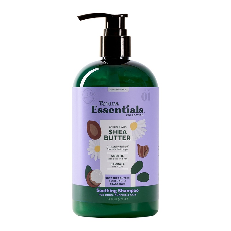 TropiClean Essentials Shea Butter Shampoo for Dogs | Puppies & Cats | Soothe Dry & Itchy Skin | Hydrate The Coat | Derived from Natural Ingredients