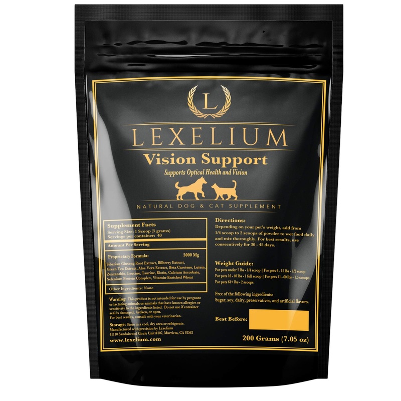 Vision Support & Eye Sight Supplement for Dogs and Cats- Fortified with Zeaxanthin, Bilberry, Lutein, and Beta Carotene – 200 Grams