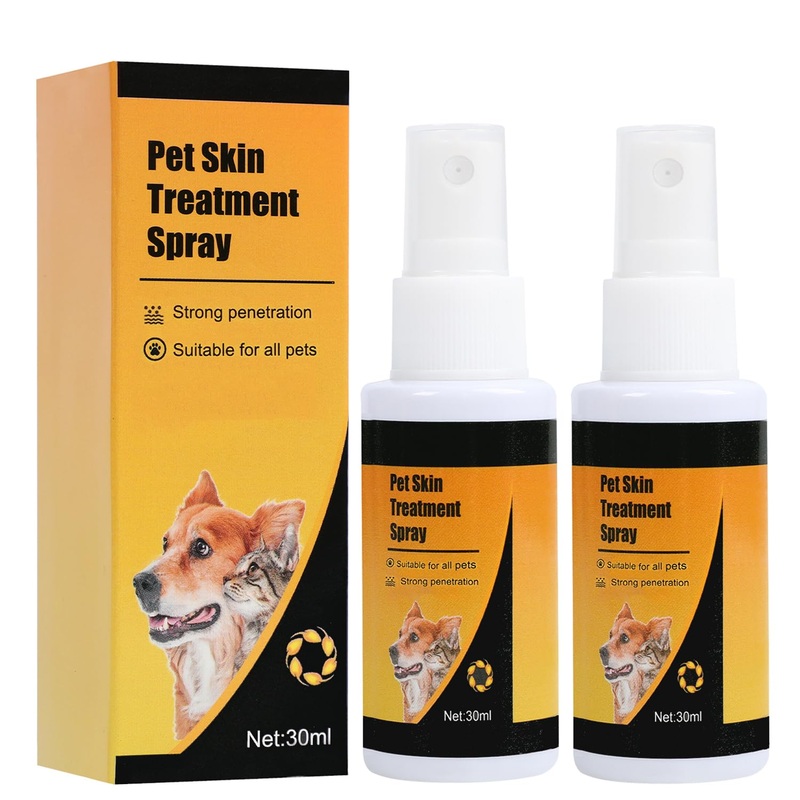 2PCS Pet Skin Sprays for Dogs & Cats, Pet Skin Treatment Spray, Nature Soothing Spray, Pet Skin Care Spray for Cleansing and Softening Skin (2 * 30ML)