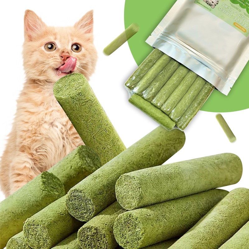 80g Natural Organic Cat Grass SticksA New Healthy and Delicious Cat Treat Snack, Edible cat chew Stick for Cat Hairball Removal and Oral Care