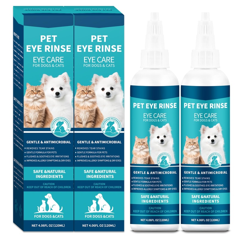 Advanced Eye Drops for Dogs and Cats, Gentle Formula Dog Eye Drops, Soothes Irritations Removes Tear Stains Improves Allergy Symptoms & Dry Eyes – Safe for All Animals, 8.12 OZ 2 Pack