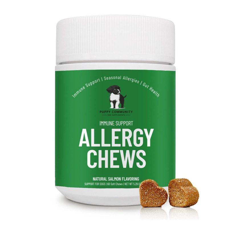 Allergy Relief Chews: Soothe Itchy Dogs with Immunity Support  Dog Allergy Chews, Probiotics for Dogs, Seasonal Allergies, Skin and Coat Supplement – 60 Tasty Bites, Brown