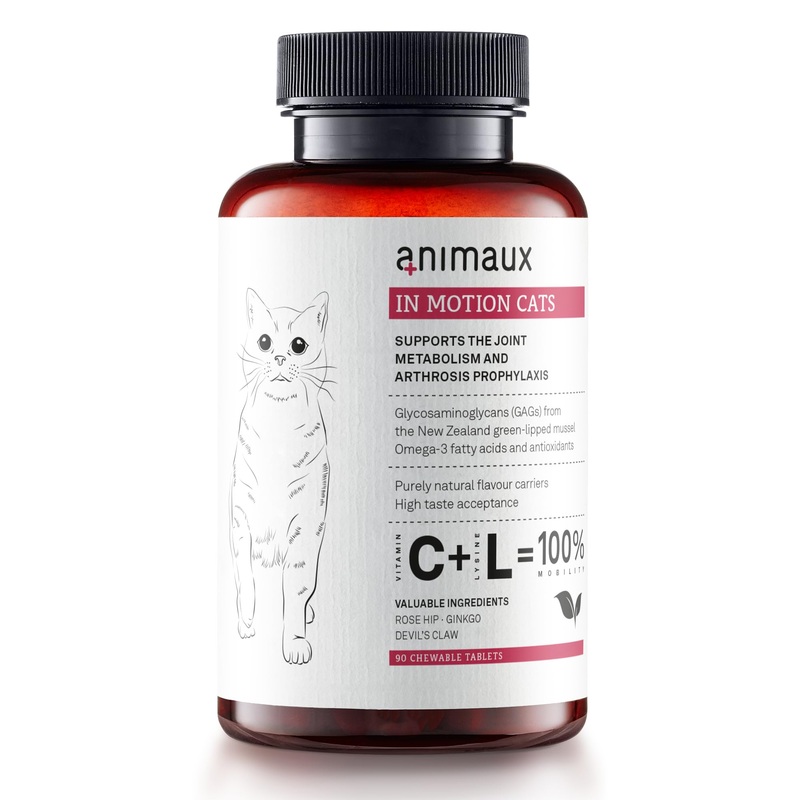 animaux – in Motion Cats, Green-lipped Mussel, Devil’s Claw, Rose Hip & Ginkgo, Support for Bones, Joints, Cartilage, tendons, with Hyaluron, Collagen, 90 chewable Tablets, 90 Days Supply