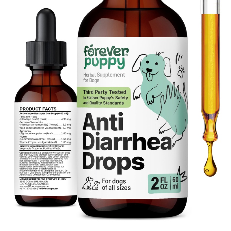 Anti-Diarrhea Liquid Drops for Dogs – Psyllium Husk Fiber Supplements – Diarrhea Relief Drops – Prebiotics for Dogs’ Digestive Support – Canine Food Supplements for Firmer Stool – 2 oz 2 fl oz
