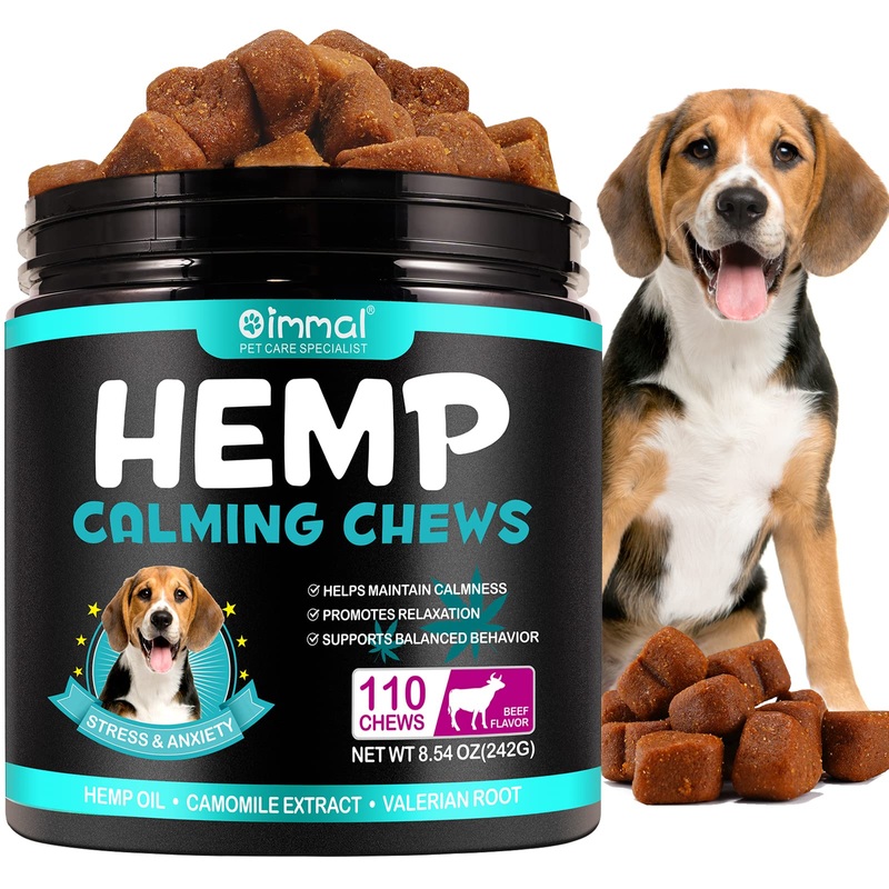 Calming Chews for Dogs – 110PCS Hemp Calming Treats for Dog Anxiety Relief with Melatonin & Valerian Root – Dog Calming Chews for All Breeds & Sizes (Beef Flavor) Beef Flavor 110 chews