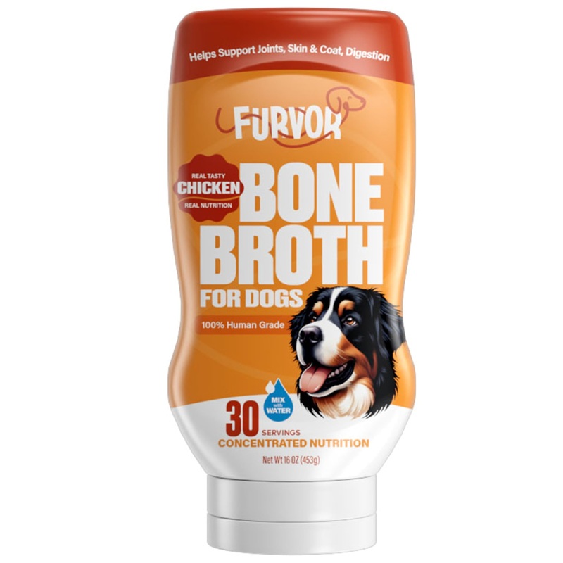 Chicken Bone Broth for Dogs – Collagen Protein Supplement for Digestion, Mobility, Coat, Immunity, Healthy Dog Food Topper, Human Grade Meal Boost Gravy, Just Add Water, Made in USA, 16 oz Chicken 16 Fl Oz