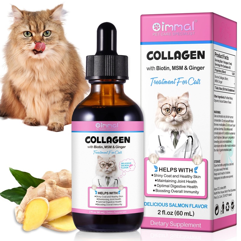 Collagen for Cats, Skin and Coat Supplement for Cats, Liquid Collagen for Cats, Itch Relief for Cats with Allergies, Support Immunity, Joint Health, Cat Collagen Supplement (2 Fl Oz) 2 Fl Oz
