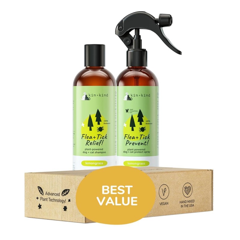 Flea & Tick Spray and Shampoo Kit for Dogs & Cats Lemongrass Shampoo – Lemongrass Spray