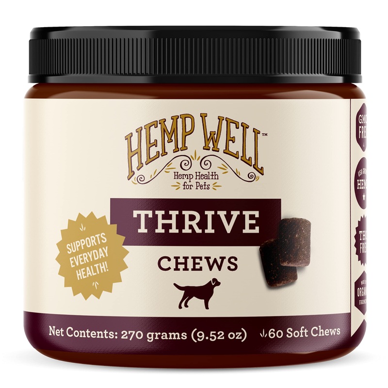 Hemp Well Thrive Chews for Dogs  Supports Hip, Joint, and Heart Health, Promotes Immune Support, Strengthens Skin and Coat, Organically Sourced  60 Count