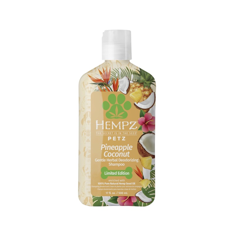 Hempz New Pet Shampoo, Deodorizing wash for Smelly Dogs or Cats, Tropical Coconut Scent, Dog & Cat Shampoo 17 oz.