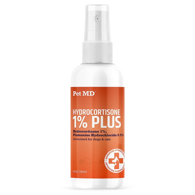 Pet MD Hydrocortisone Spray for Dogs & Cats – Itchy Skin Relief from Hot Spots, Bites, Scrapes, Irritated Skin, & Dermatitis – 4 oz Anti Itch Spray with Pramoxine