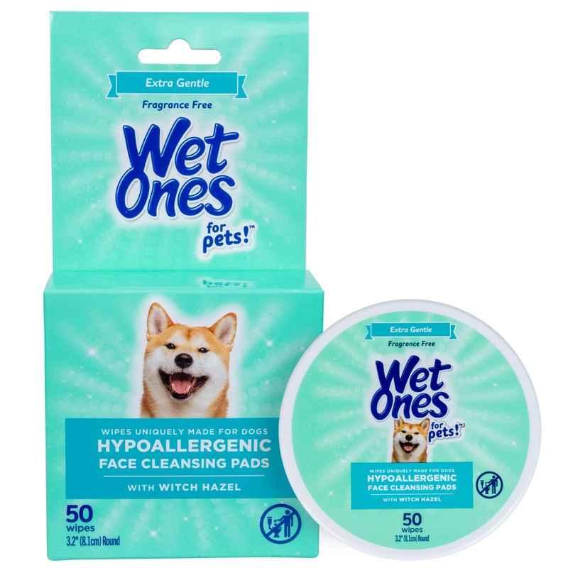 Wet Ones for Pets Hypoallergenic Face Cleansing Pads for Dogs, Fragrance Free, 50ct | Small, Round Dog Face Cleaning Wipes, Extra Gentle Disposable Dog Face Wipes