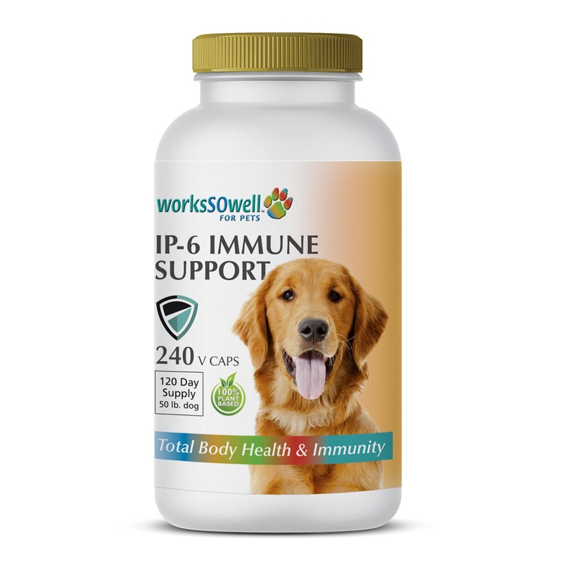 WorksSoWell IP-6 Immune Support for Dogs  240 V-Caps  Helps Promote Healthy Bones, Teeth, Kidney, Liver Functions and Cardiovascular Health  Total Body Health and Immunity