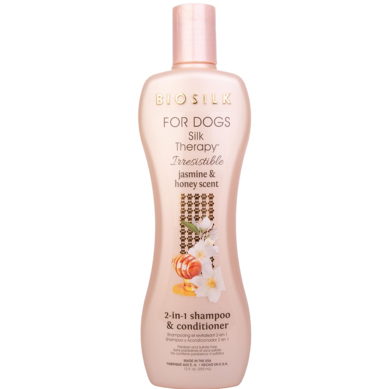 BioSilk for Dogs Silk Therapy Irresistible 2-in-1 Shampoo and Conditioner, Scented, Jasmine and Honey Scent, Paraben Free, Made in The USA, 12 Fl Ounces Shampoo & Conditioner 12 Fl Oz (Pack of 1)