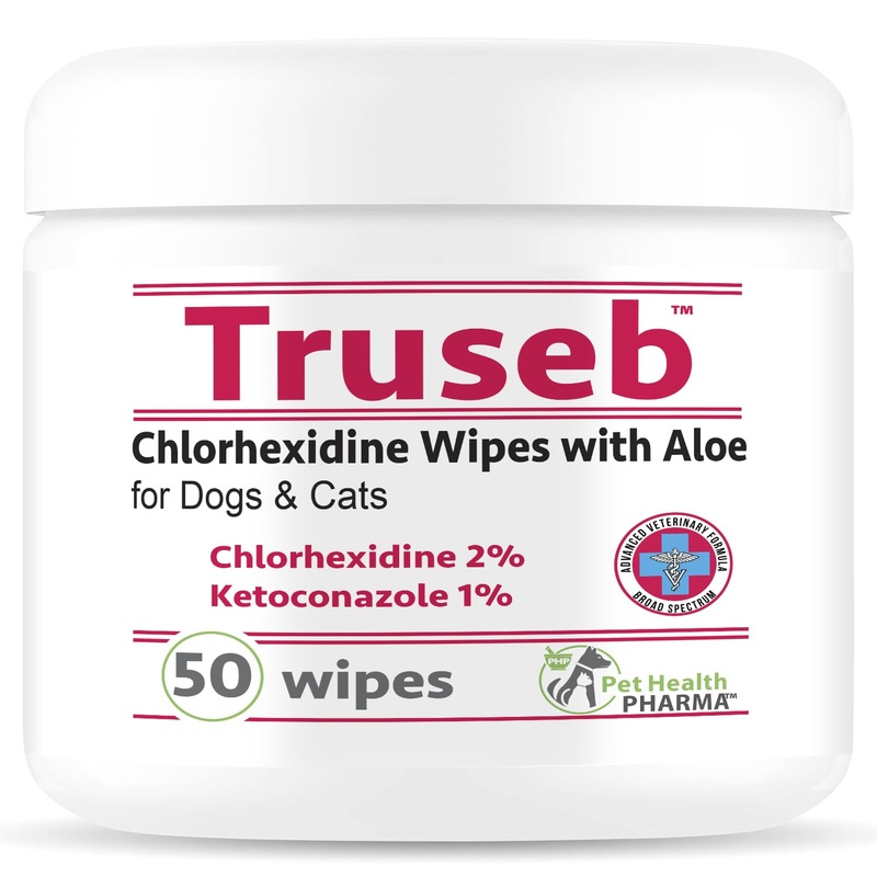 Chlorhexidianes Wipes for Dogs, Cats and Horses (Made in U.S.A) (USA) (Ketoconazole & Chlorhexidine Wipes, 50 Count)