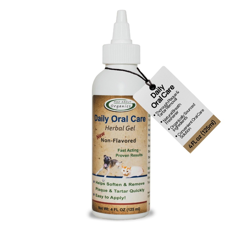 Daily Oral Care Herbal Gel for Dogs & Cats – Non-Flavored, Fast-Acting Plaque & Tartar Remover, Naturally Freshens Breath, Easy to Apply for Complete Dental Care, 4oz Bottle