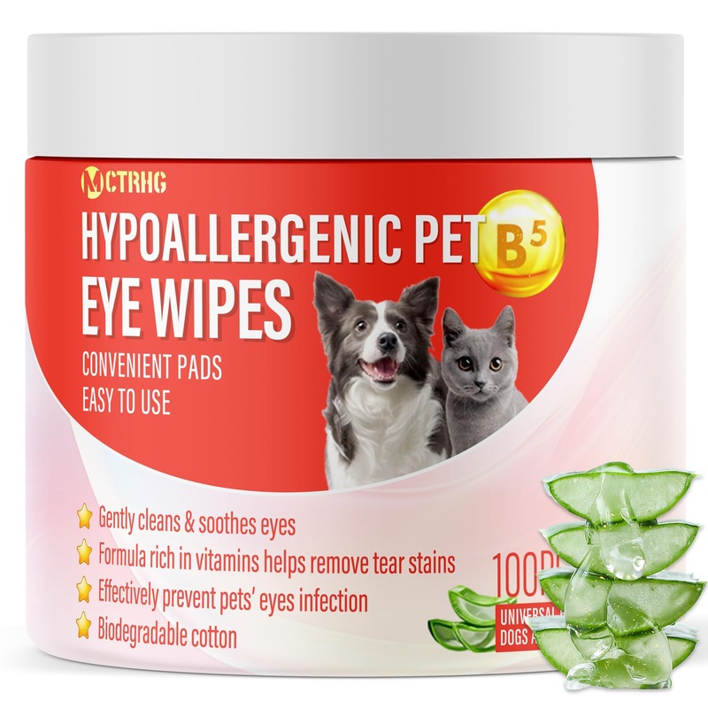 Dog Eye Wipes, Tear Stain Remover for Dogs & Cats 100 PCS, Gently Remove Eye Tear Stains, Eye Discharges and Debris, Natural Formulated Pet Eye Wipes for Cleaning & Soothing