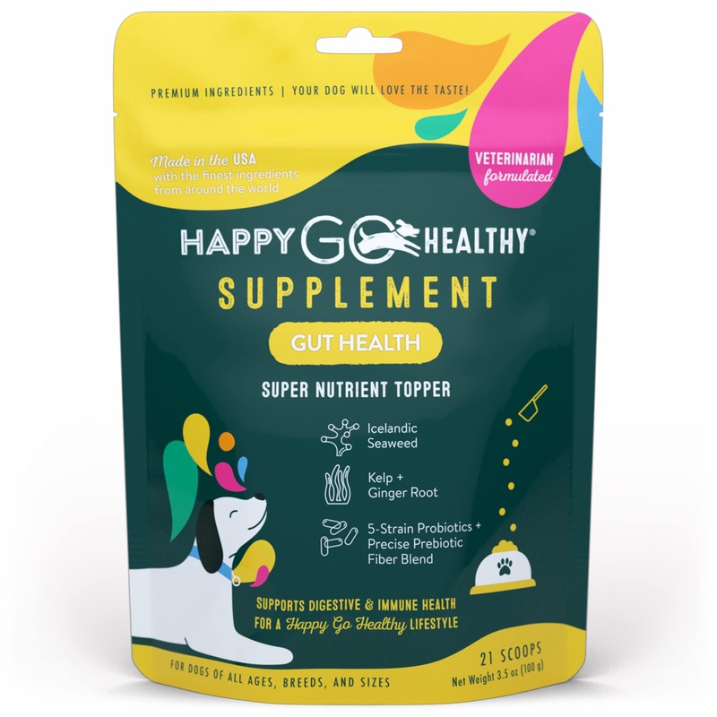 Dog Gut Health Probiotics Supplement | Improves Digestive Health and Immune System Support for Dogs and Puppies | All Natural Ingredients Tasty Kibble Dog Food Topper | 21 Count Pack