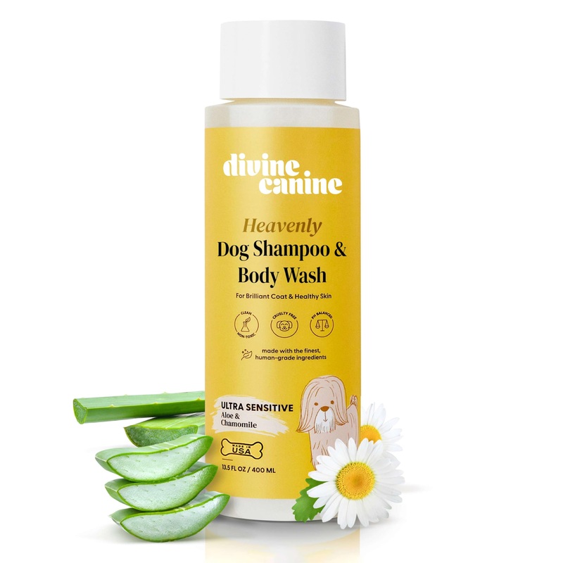 Dog Shampoo and Body Wash – 13.5 Fl Oz of Ultra Sensitive Dog Wash – Made with Aloe and Chamomile for a Healthy Skin and Coat – Made in The USA