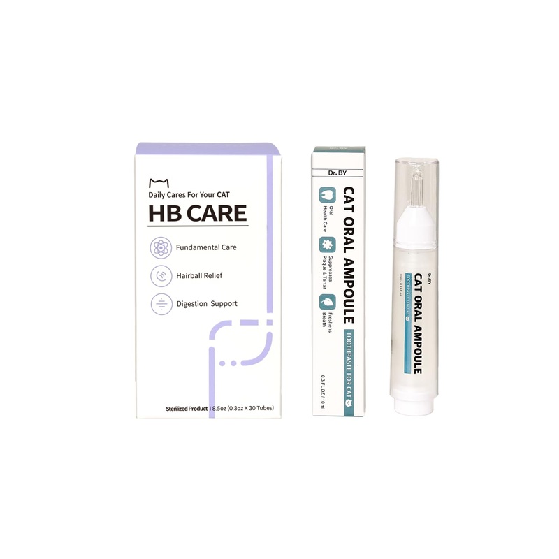 Dr.by HB Care Hairball Supplement for Cats Hairball Relief Furball Control +Dr.by Cat Oral Ampoule Enzymatic Dental Care for Cats and Kittens Brushless Toothpaste