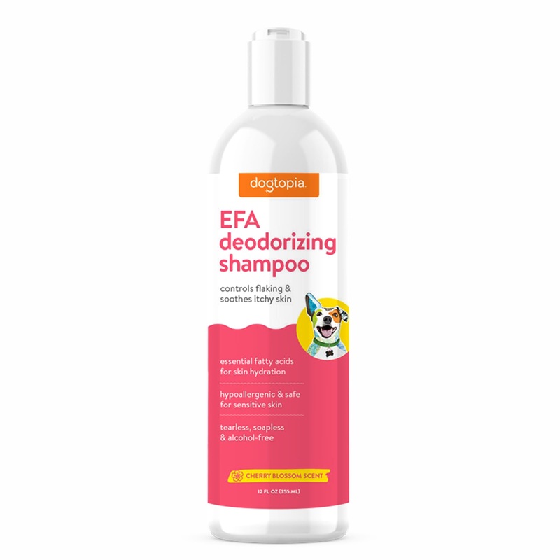 Essential Fatty Acid (EFA) Deodorizing Shampoo for Dogs and Pets (12oz)  Cherry Blossom Scent | Soothing Shampoo Rich with Moisturizing Emollients | Tearless, Soapless & Alcohol-Free