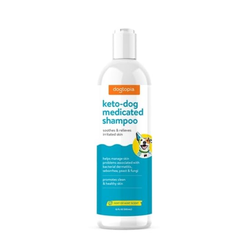 Keto-Dog Medicated 12oz Shampoo for Dogs and Pets  Hint of Mint Scent | Therapeutic Medicated Shampoo with Moisturizing Colloidal Oatmeal | Soothes and Relieves Irritated Skin