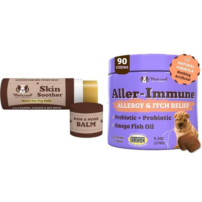 Natural Dog Company Aller-Immune and Skin Soother Bundle: Allergy and Itch Relief Combo for Dogs of All Breeds and Sizes, Seasonal Relief of Allergy Symptoms, Probiotic, Fish Oil