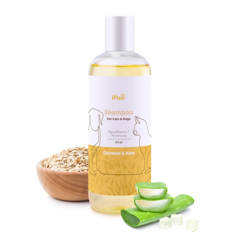 Oatmeal Dog Shampoo for Allergies with Aloe, Pet Shampoo for Dogs and Cats, Good for Dry and Sensitive Skin,Safe Ingredients, 375ml