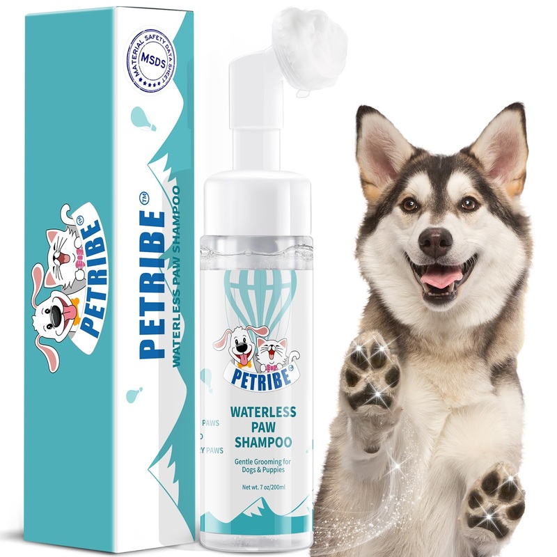 PETRIBE Dog Paw Cleaner, Portable Waterless Cleaning Shampoo for Dogs Foot Washer, Silicone Dogs Cat Foot Grooming Brush for Muddy Paws Rose Scent Origin