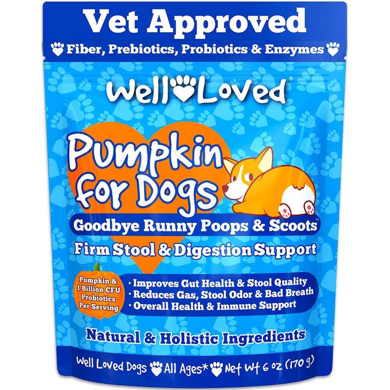 Pumpkin for Dogs – Pumpkin Puree, Canned Alternative, Vet Approved, with Probiotic Powder, Enzymes & Fiber, Dog Diarrhea, Digestive Support, Perfect for Firm Poops and No Scoots
