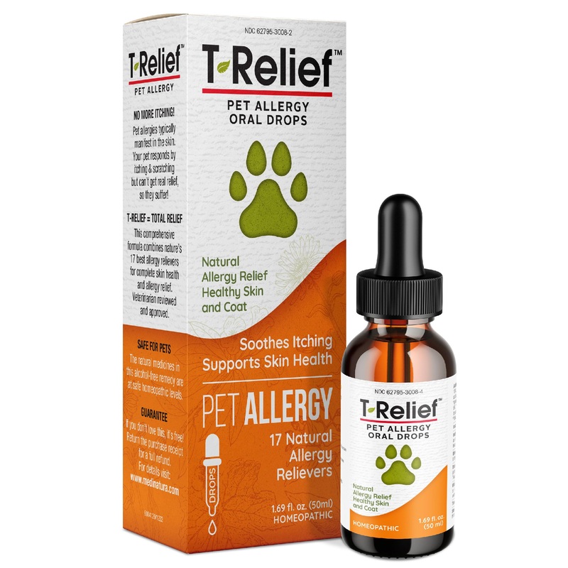T-Relief Pet Allergy Support Drops for Dogs & Cats Itchy Relief Supports Healthy Skin & Coat Natural Medicine Helps Soothe Hot Spot Itching Paws Licking Runny Nose Sneezing Watery Eyes – 1.69 Fl oz