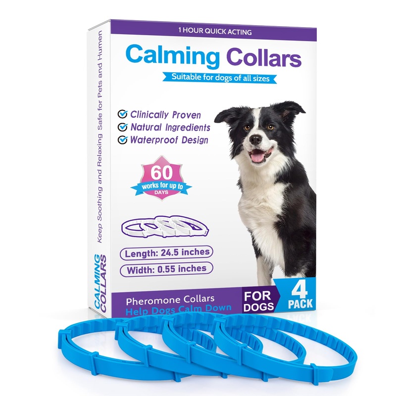 4 Pack Calming Collar for Dogs, Pheromone Collar for Dogs, Anxiety Relief for Pets, 60-Day Long Calming Effect, Relief Anxiety Stress Separation – Suitable for Small, Medium, and Large Dogs