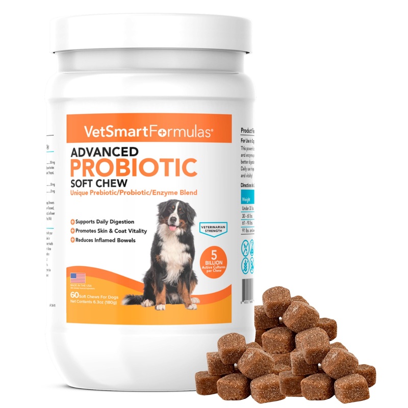 Advanced Probiotic Soft Chews for Dogs – Veterinarian-Strength Probiotic Support for Optimal Health  with 10 Billion CFUs Per Dose