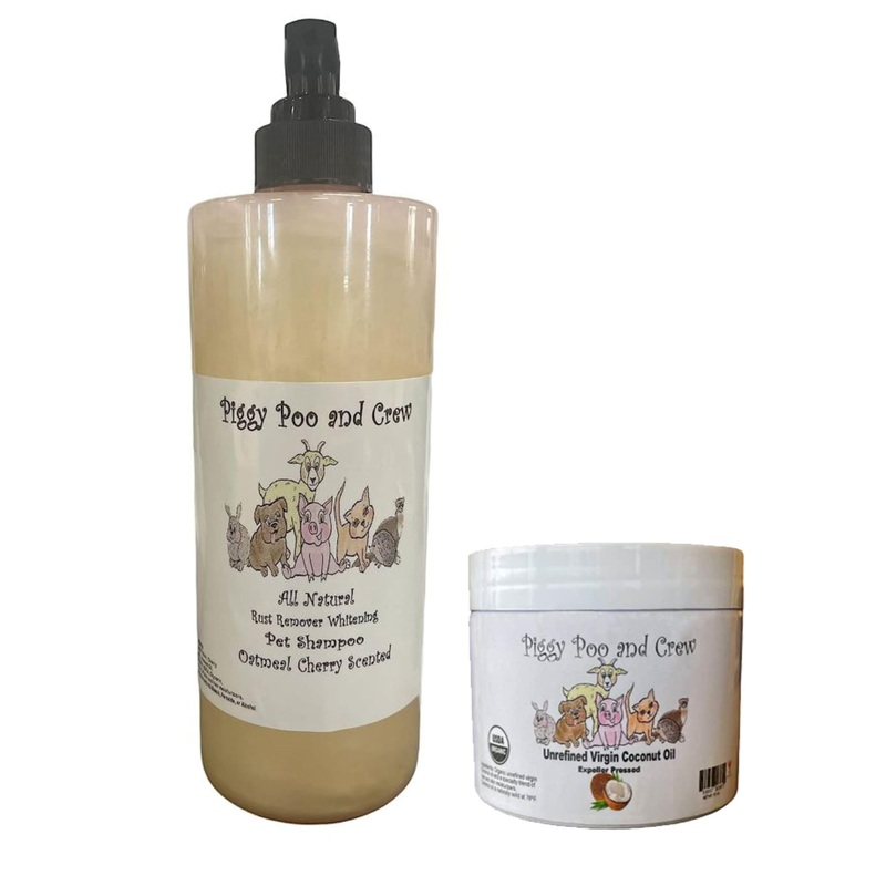 All Natural Rust Remover Whitening Shampoo & Organic Cherry Scented Coconut Oil for Pigs Dogs Small Animals