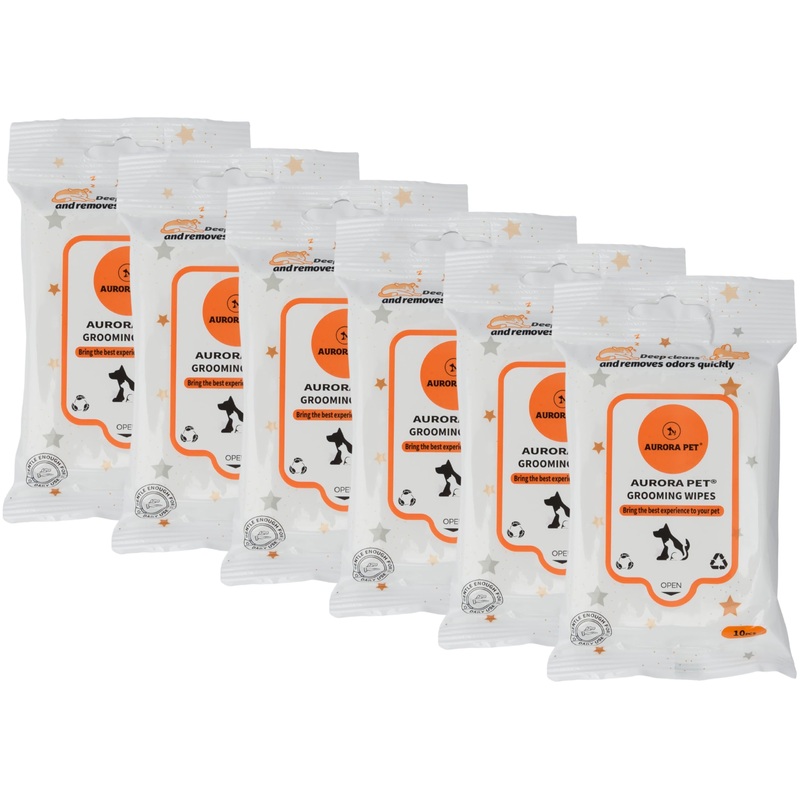 Aurora Pet Wipes  100% Natural, Plant-Based Hypoallergenic Grooming Wipes for Dogs & Cats (Travel Pack, 60 Count)