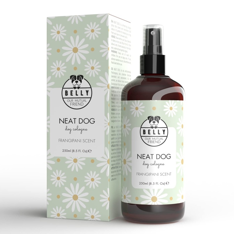 Belly Dog Cologne, 8.5 oz – Neat Dog Frangipani – Neutralize Strong Odors – Premium Scented Deodorizing Body Spray for Dogs – Made in Germany