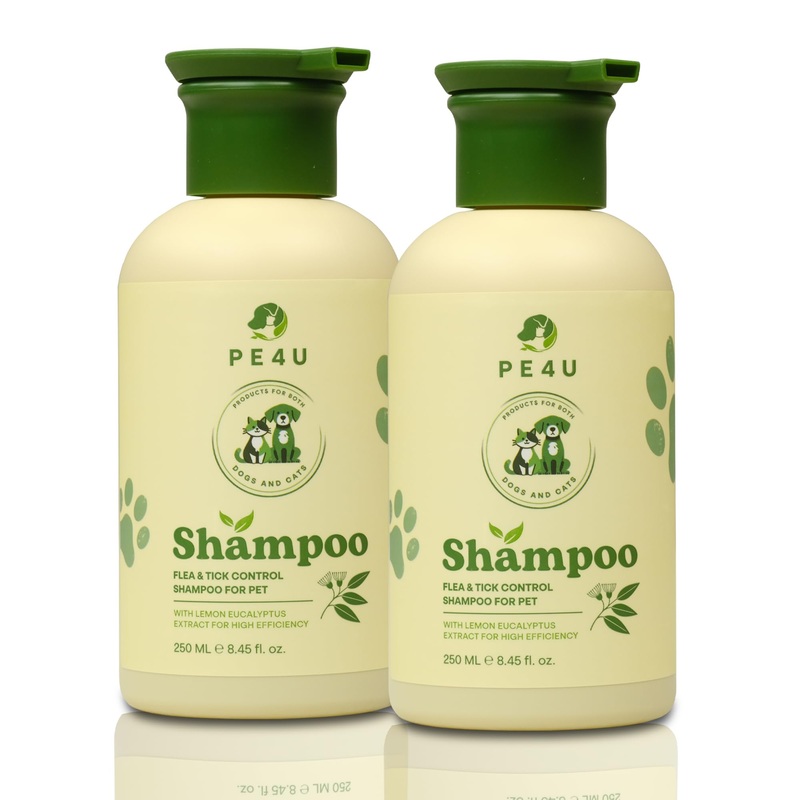Natural Pet Shampoo for Dogs & Cats  Itch Relief, Odor Control & Deep Cleansing  Eucalyptus Lemon Oil Formula  Safe for Sensitive Skin, Reduces Shedding  8.45 Fl Oz (Set 2 Boxes)